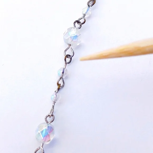 Avon vtg Necklace Opalescent blue white silvertone vintage adjustable - Picture 8 of 13